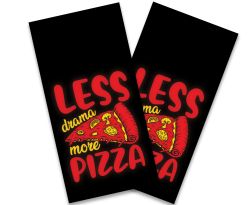 "Less Drama, More Pizza" Cornhole Wrap